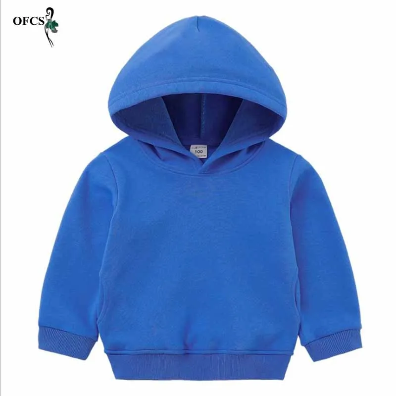 Blue Зимние модные спортивные толстовки для мальчиков и девочек однотонная теплая флисовая толстовка детская одежда пальто для маленьких детей, куртка, одежда 90-150 - Цвет: Blue