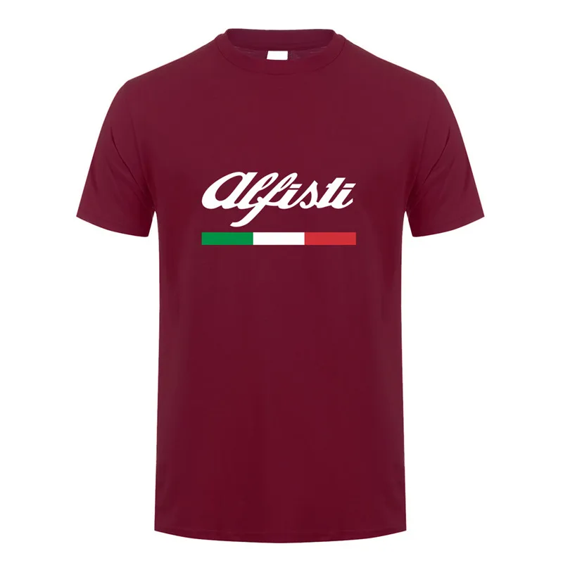 Maroon Alfa Romeo футболка для мужчин Топы Новая мода короткий рукав Alfisti футболка футболки мужская футболка LH-069 - Цвет: Maroon