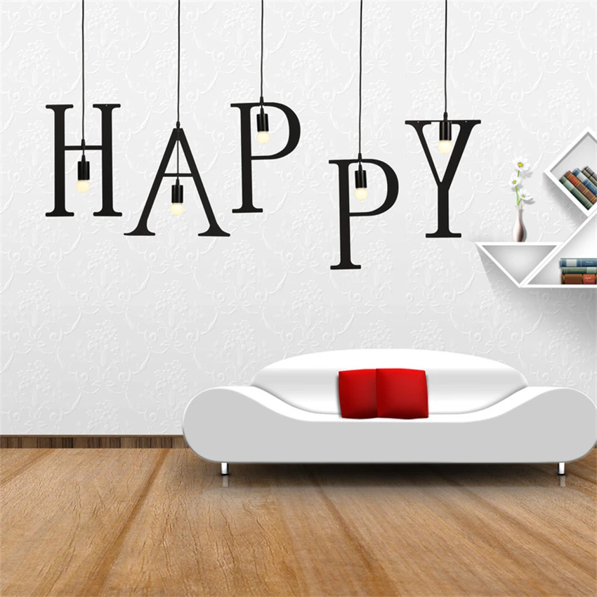 

Modern Loft Black English Letter Pendant Lights Nordic Kitchen Restaurant Shop Dining Table Hanging Lamps Store Iron E27 Fixture