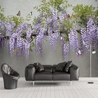 custom mural wallpaper 3d wisteria flower butterfly tv sofa background wall painting