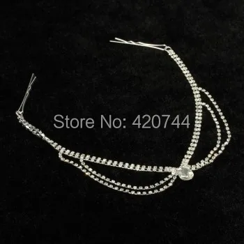 Женская повязка на голову 3 шт. цепочка для волос лоб с заколкой стразы из