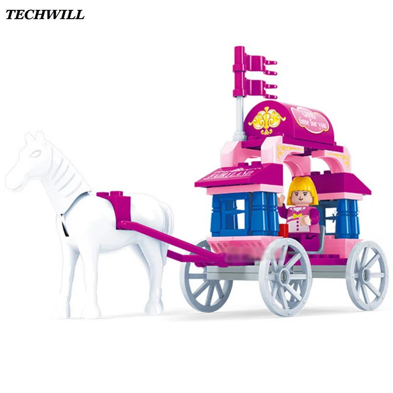 

Princess Carriage Building Blocks DIY Educational Toys For Children Pretend Play Baby Toys Small Particles Blocks Girls Gift