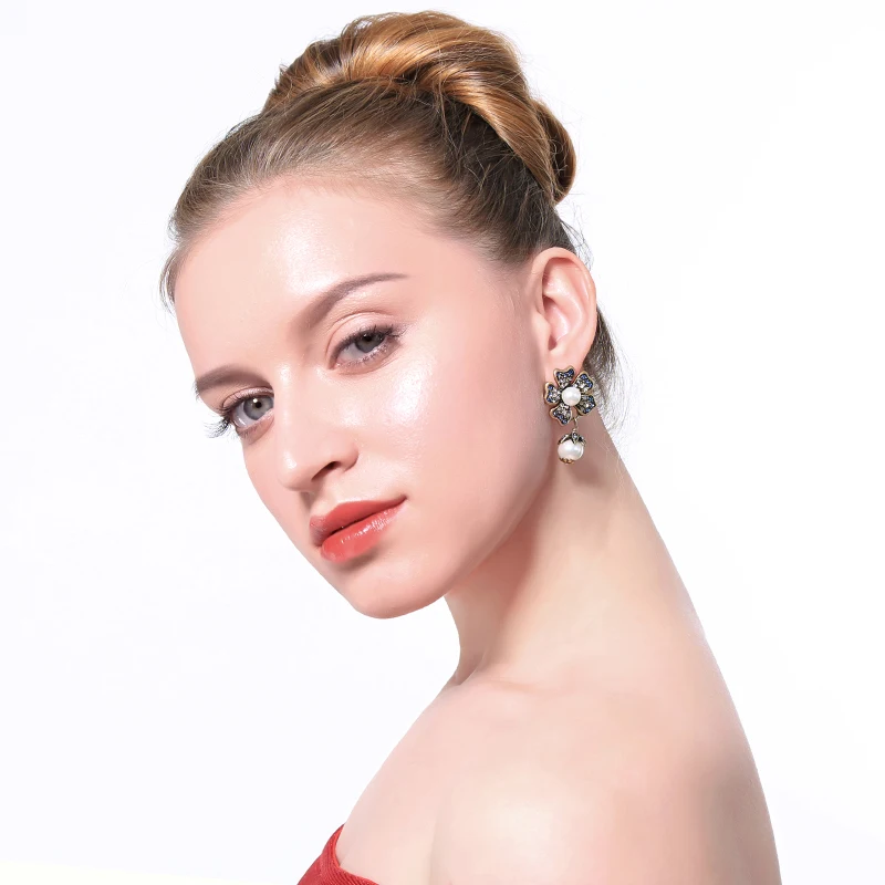 Женские серьги в виде цветка KISS ME серьги-подвески из сплава цинка имитация