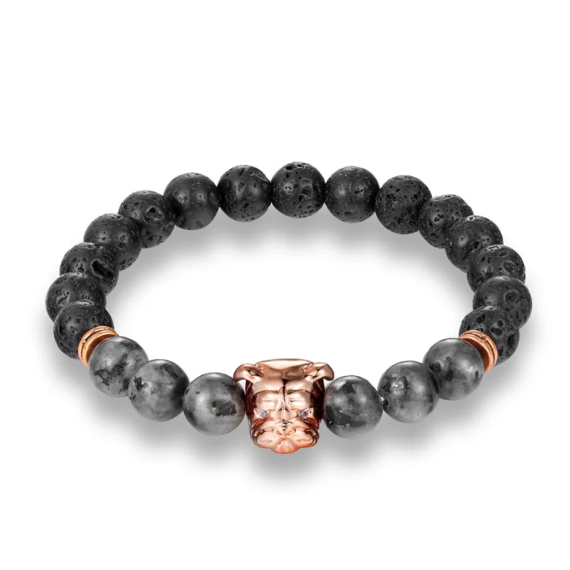 MKENDN животное амулет браслет инкрустированный фианитом голова бульдога