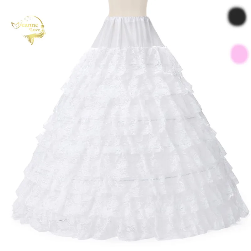 

6 Hoops 9 Layers Lace Skirt Wedding Accessories Petticoat Vestido Longo Ball Gown Crinoline Underskirt For Wedding Prom Dress