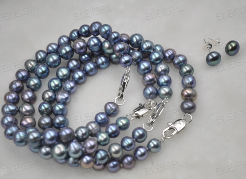 Набор из 100% натурального пресноводного жемчуга браслет и шпильки серьги s925 можно