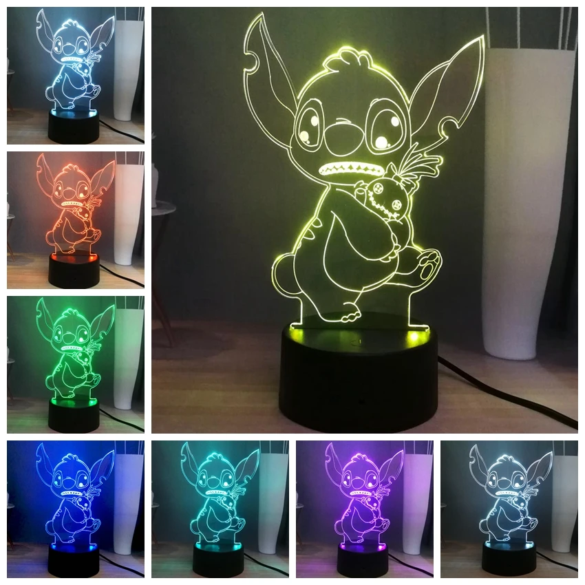 Мультфильм стежка 3D иллюзия света RGB 7 цветов изменить светодиодный ночной Светильник для создания уютной атмосферы украшения USB Touch прикроватная лампа подарок на день рождения