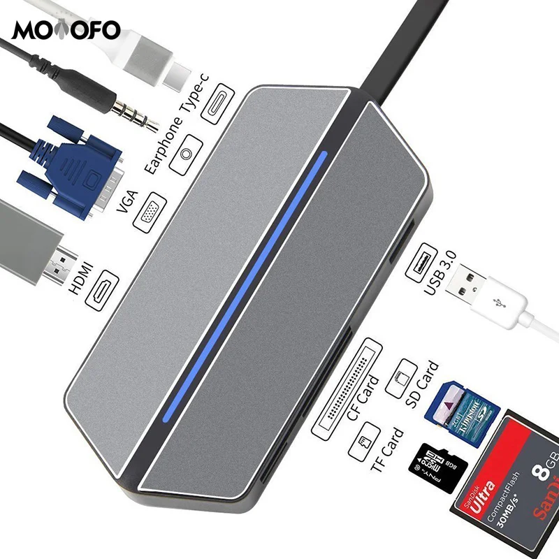 Концентратор 8 в 1 USB Type C адаптер для Samsung dex station pad 3 0 VGA HDMI 5 m CF SD TF карта