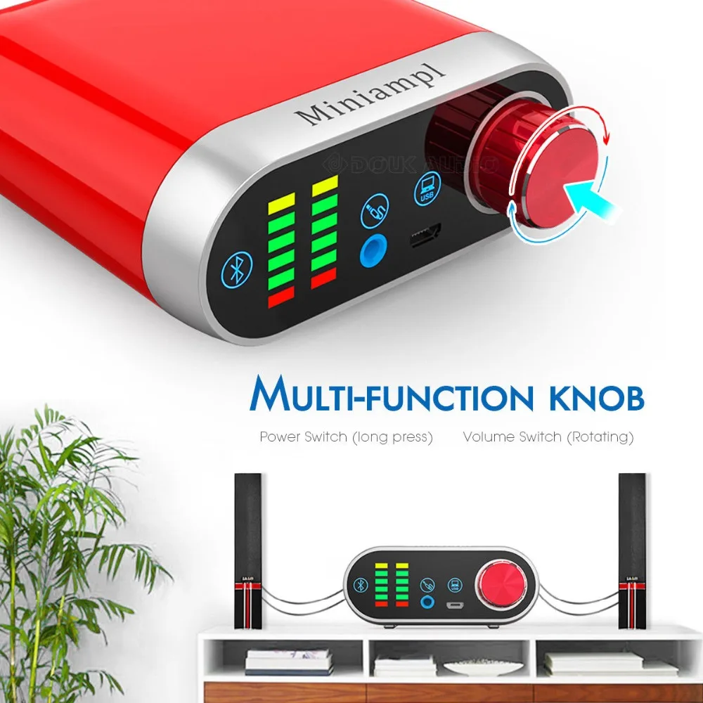 Douk аудио HiFi мини Bluetooth 5,0 HiFi усилитель мощности класса D Tpa3116 цифровой усилитель USB звуковая карта AUX 50 Вт* 2 домашний аудио