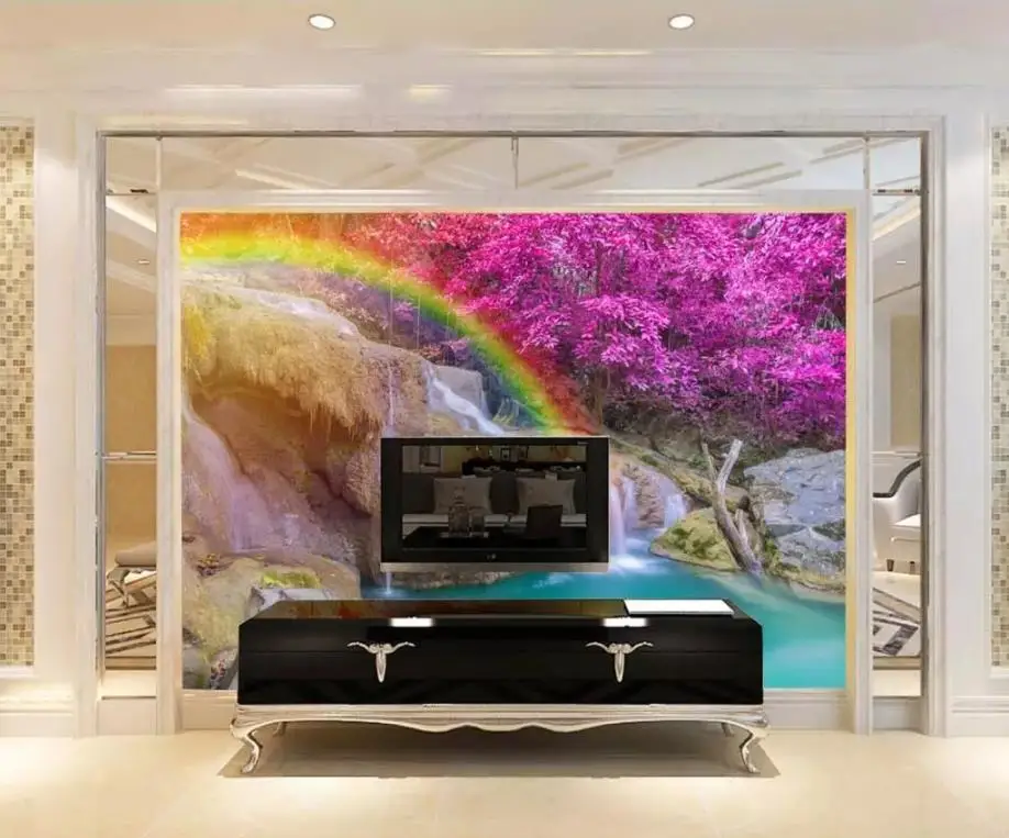 Радуга водопад озеро китайские фоны для фотографии с ТВ фон стены Современная