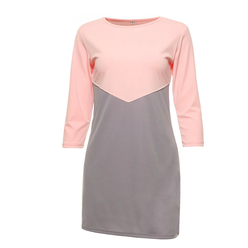 Женское платье с круглым вырезом в стиле пэчворк сексуальное мини-платье