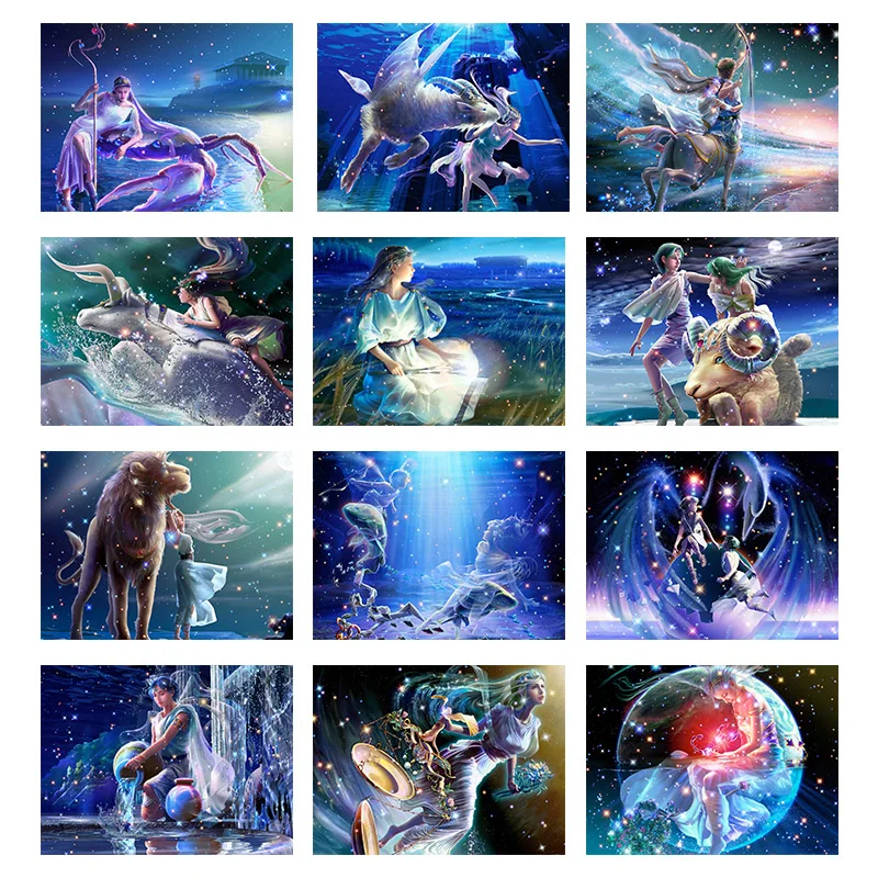 

New Arrival Framed 5D DIY Diamond Painting Twelve Constellation Pattern Cross Stitch Mosaic Embroidery Rhinestone Birthday Gift