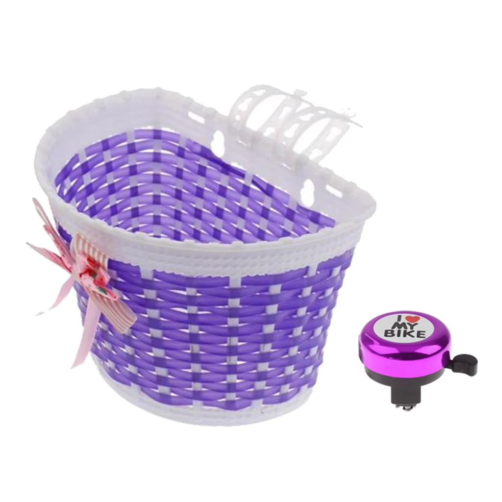 1Pcs Basket Bicycle Kids Girls Boys Children Child Front Basket+ Ring Bell Cycle Horn for Bkie Bicycle Accessories