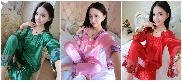 Атласные пижамы шелковые для женщин пижамные комплекты женские пижамы|silk pajamas for