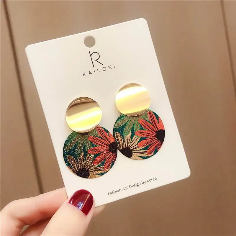 Новинка 2019 винтажные массивные геометрические серьги в форме цветка круглых