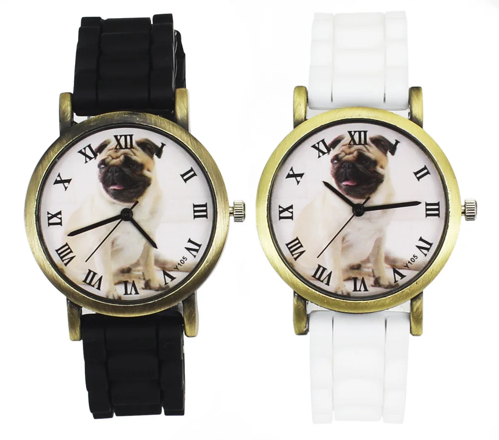 Мопса любимая собака мужские и женские часы Спортивные Повседневные черные