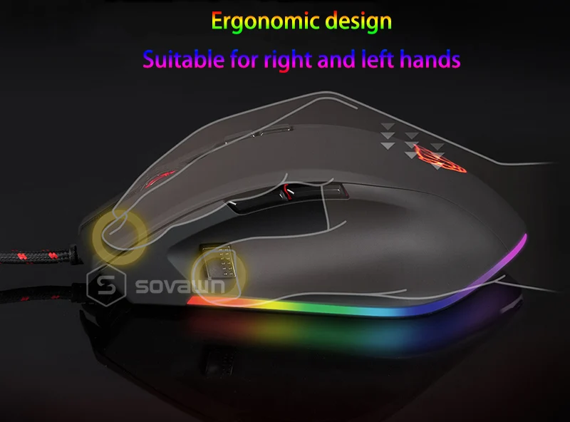 Motospeed V80 RGB профессиональная 5000 точек/дюйм игровая геймерская мышь USB компьютерная Wried оптическая мышь с подсветкой дыхательная светодиодная для ПК ноутбука