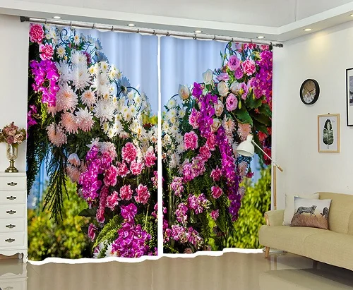 3D Curtain Фиолетовые занавески для спальни, роскошные затемненные 3D занавески на окна, занавески для гостиной с цветами, шторы Rideaux, наволочки на заказ - Цвет: 3D Curtain