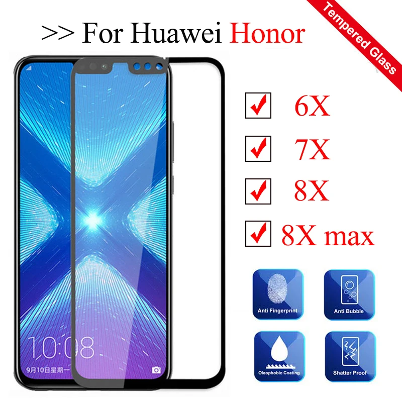 Защитное стекло для huawei honor 8x max 7x 6x закаленное verre hawei huavei honer hono 6 7 8 x tremp листовая