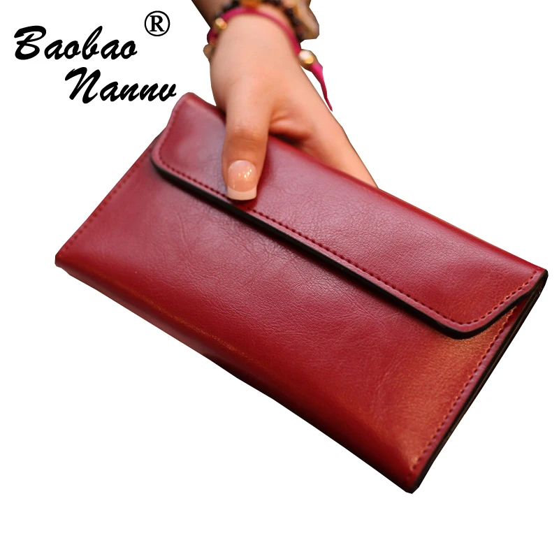 Брендовые кожаные женские кошельки длинный тонкий кошелек из воловьей кожи с