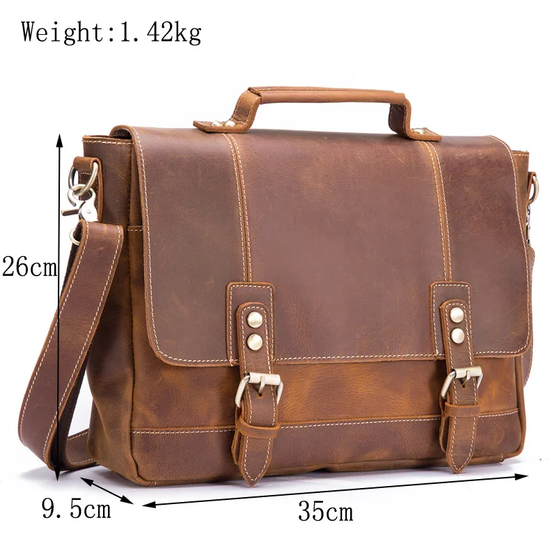 Портфель мужской из 100% натуральной кожи сумка-мессенджер на плечо винтажный