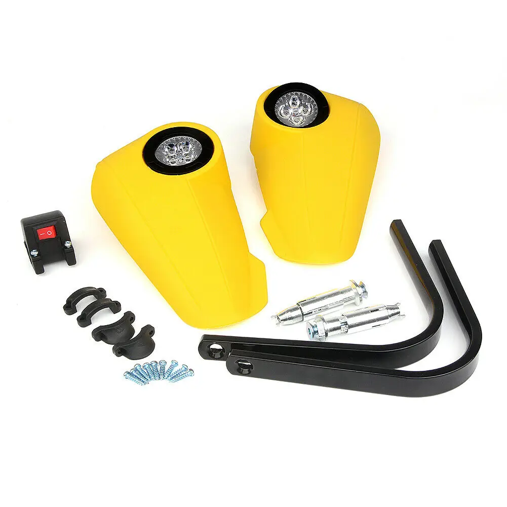 Yellow Triclick мотоцикл светодиодные рукавицы 7/" Кисть бар Защитная ручка протектор щит Мотоцикл Скутер ветрозащитный руль - Цвет: Yellow