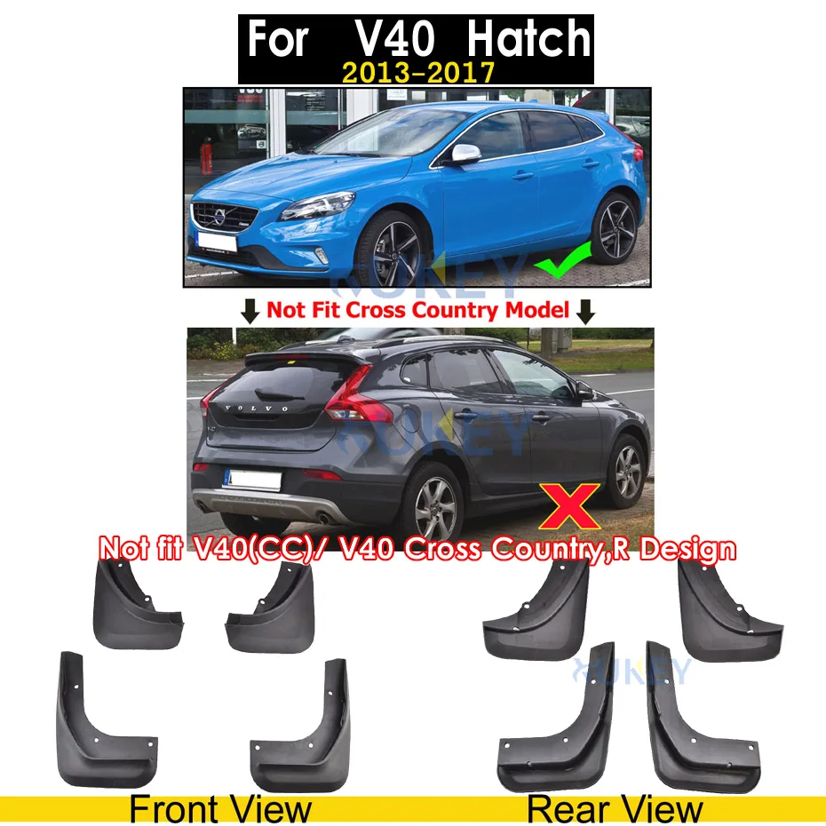 Набор автомобильных брызговиков для Volvo C30 S40 S60 S80 XC40 XC60 XC90 V40 V60 Брызговики крыло брызговиков Стайлинг - Цвет: For V40 Hatch 13-17