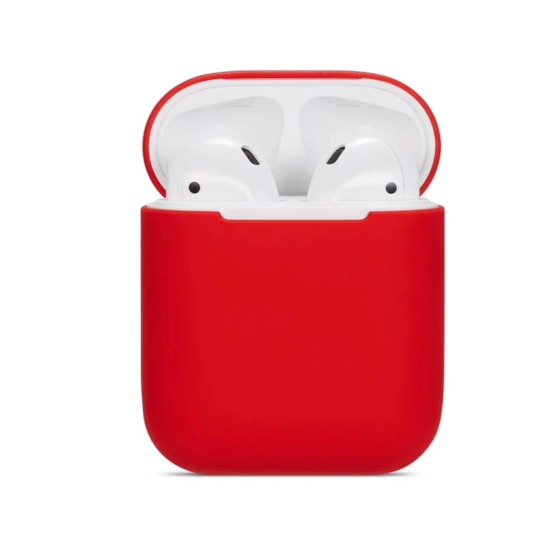 Силиконовый наушник чехол для Airpods 1 мягкий гибкий тонкий чистый яркий цвет беспроводной Bluetooth наушники чехол для Airpods чехол сумка - Цвет: Red