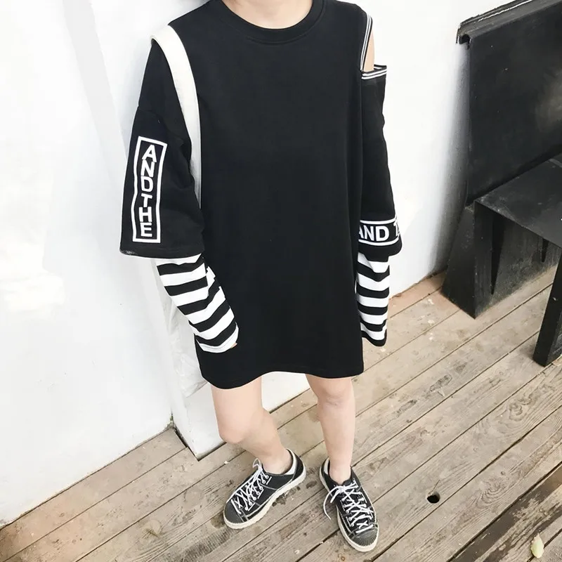1 шт Harajuku поддельные из двух частей футболка Топы с принтом букв модные длинные