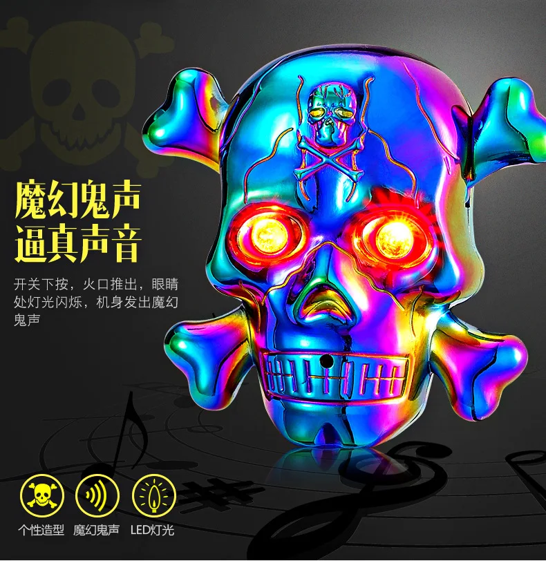 Новые электронные сигареты Зажигалка Череп голова ужас звук USB светодиодный вспышка перезаряжаемая электрическая зажигалки плазма