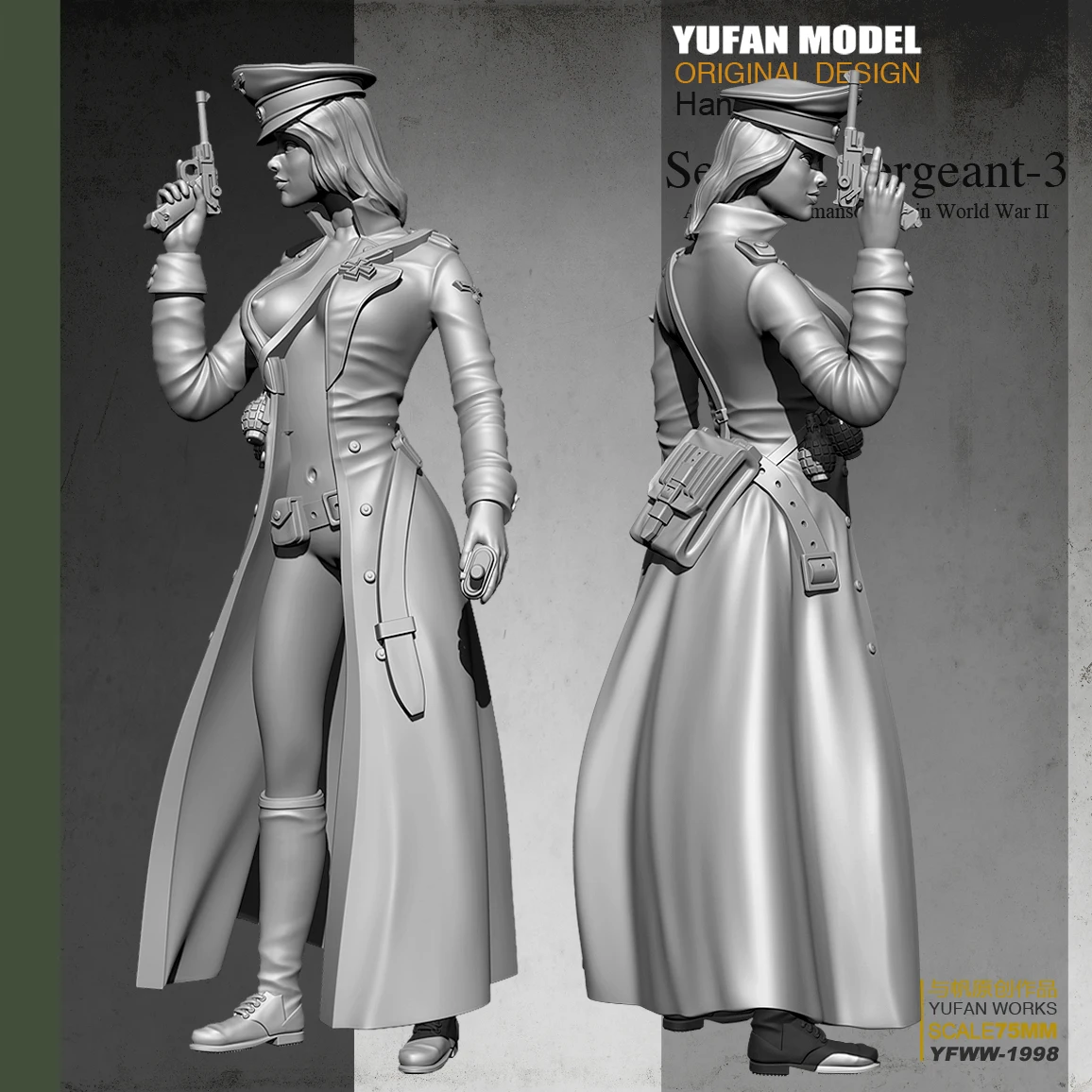 Модель Yufan 1/24 наборы из смолы Женский солдат бесцветный и самособранный 75mYfww