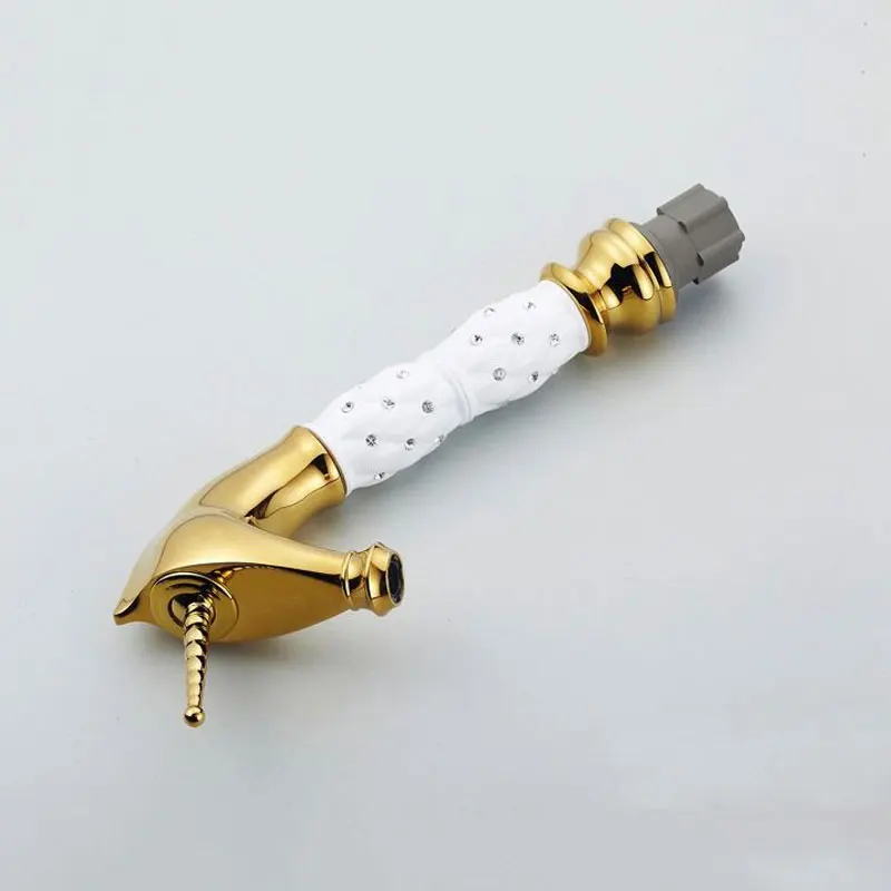 

Basin Faucets Horse Head Solid Brass Bathroom Sink Taps Crystal Glass Decorative Deck Mounted Hot and Cold Washbasin Tap