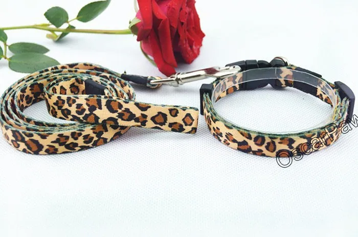 Собачий воротник вел леопардовый Ошейник Поводок для маленькой собаки S/M/XL