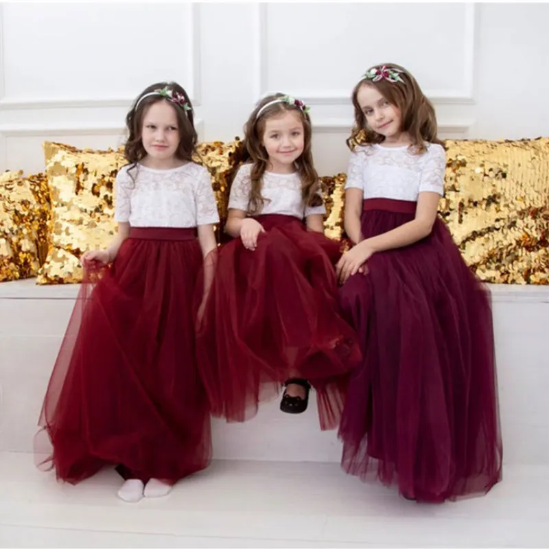 4-14 лет Детское платье для девочки, держащей букет невесты, фатиновое кружевное длинное платье для девочек элегантное платье принцессы вечерние платья для детей-подростков
