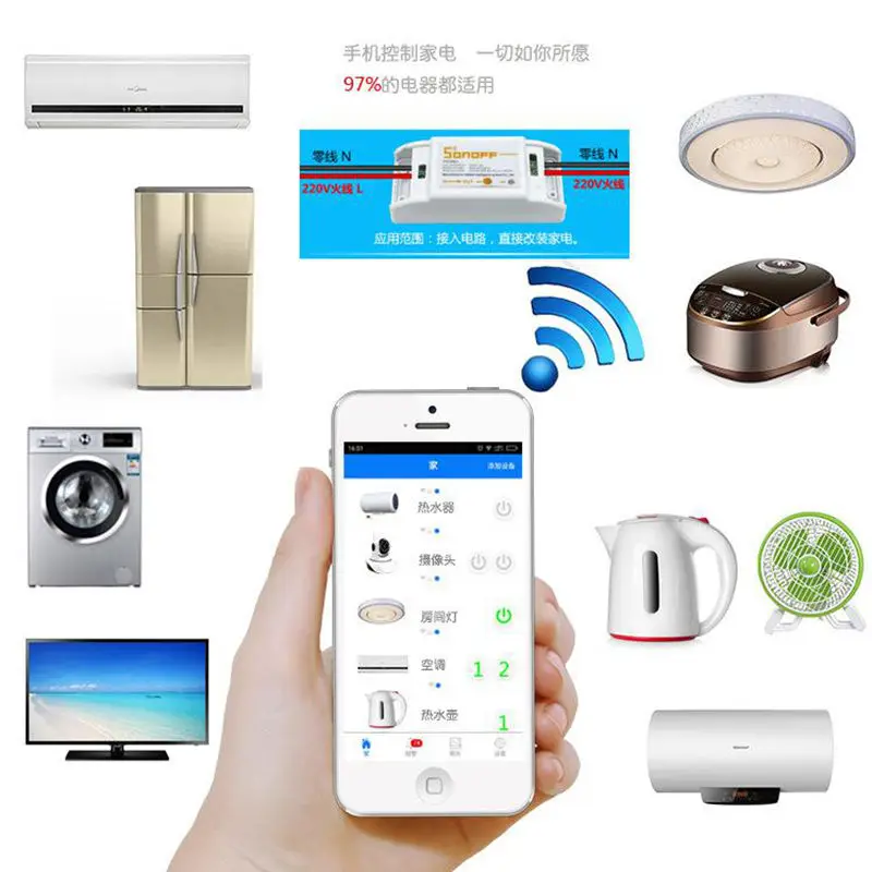 SONOFF Wifi Switch 4 Pack Беспроводное управление электроприборами в доме через IOS Iphone Android приложение DIY.