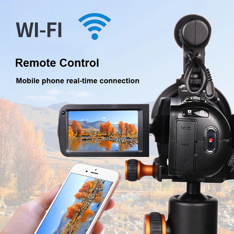 KOMERY оригинальная видеокамера с сенсорным экраном 1080 P, поддержка Wi-Fi, 24 млн пикселей, 8х цифровой зум, распознавание лица, функция красоты