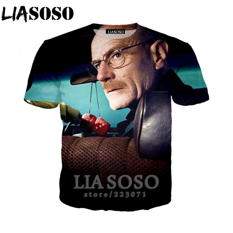 LIASOSO, летняя новинка, мужская, женская, модная толстовка, 3D принт, сериал «Breaking Bad», футболка с коротким рукавом, унисекс, топ, пуловер, A186-02 - Цвет: 7