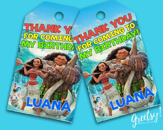 Персонализированные Бирки для сока Моаны на заказ бирки сувениров день рождения