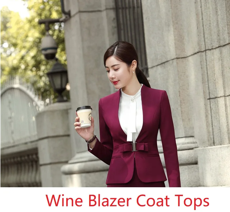 Wine Модная Повседневная Формальная Форма цвета хаки, дизайнерские блейзеры и куртки с длинным рукавом, пальто для дам, Офисная верхняя одежда, женские топы, одежда - Цвет: Wine
