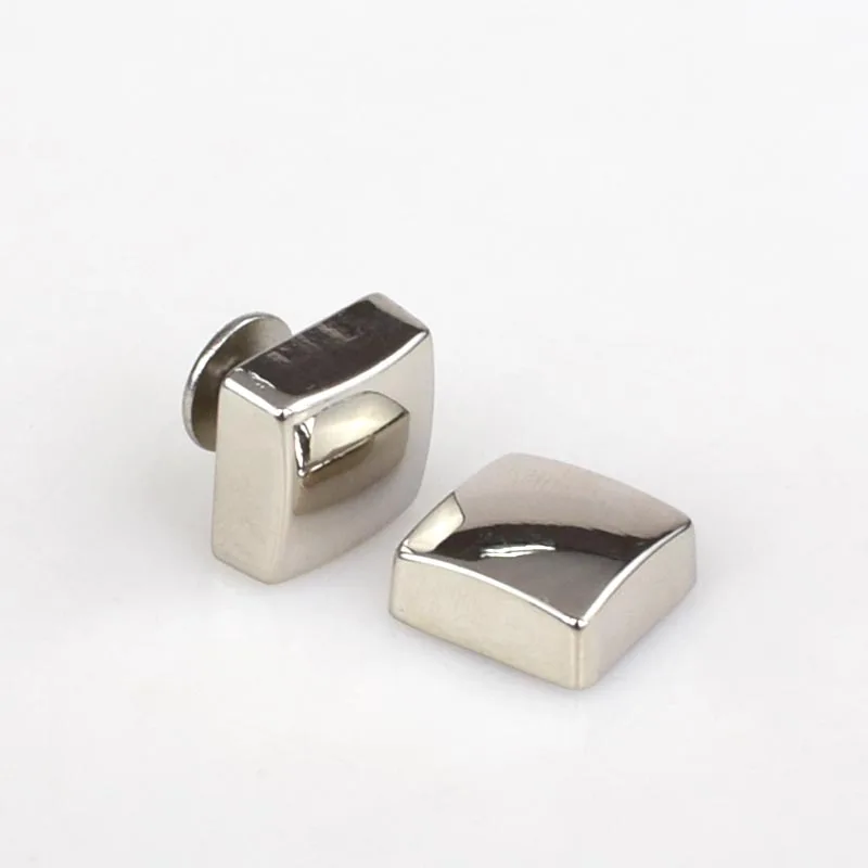 silver 12x12 мм квадратный винт с заклепками для сумок, фурнитура для сумок, декоративные кнопки шпильки, заклепки для ногтей, металлические пряжки, защелкивающийся крючок, кожа, ремесло - Цвет: silver