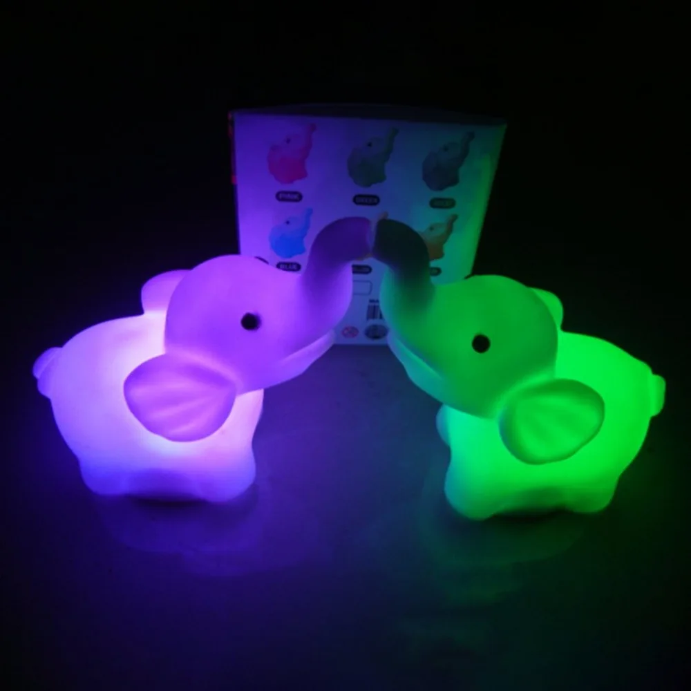 Lovely Cute Elephant Night Light Color Changing Animal LED Atmosphere Lamp Party Wedding Decoration for Kids Child Gift | Лампы и