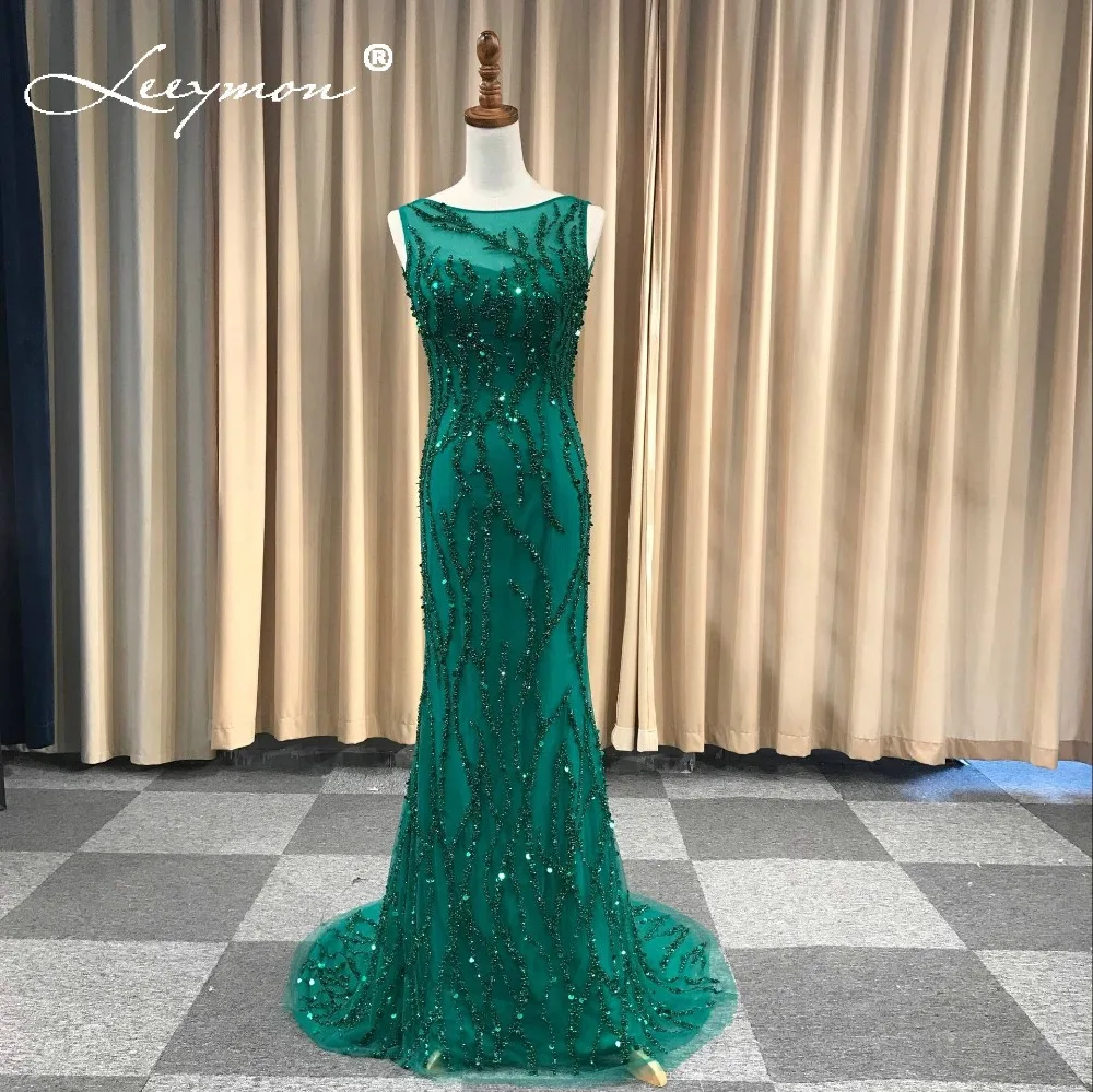 Luxury Sleeveless Sexy Beaded Sequined Mermaid Evening Dresses Sparkly Gown Fashion Long Dress vestido de festa longo | Свадьбы и