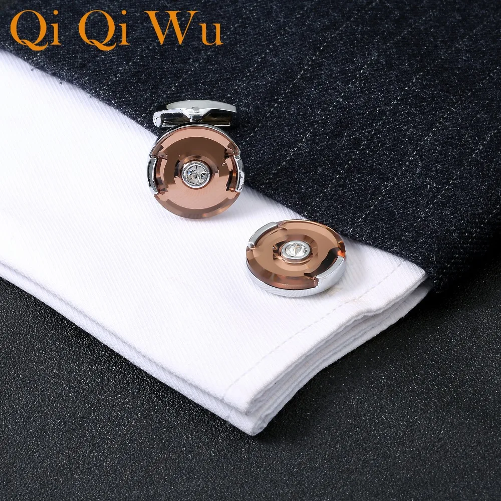 Блестящие круглые запонки Qi Wu с кристаллами роскошные высококачественные