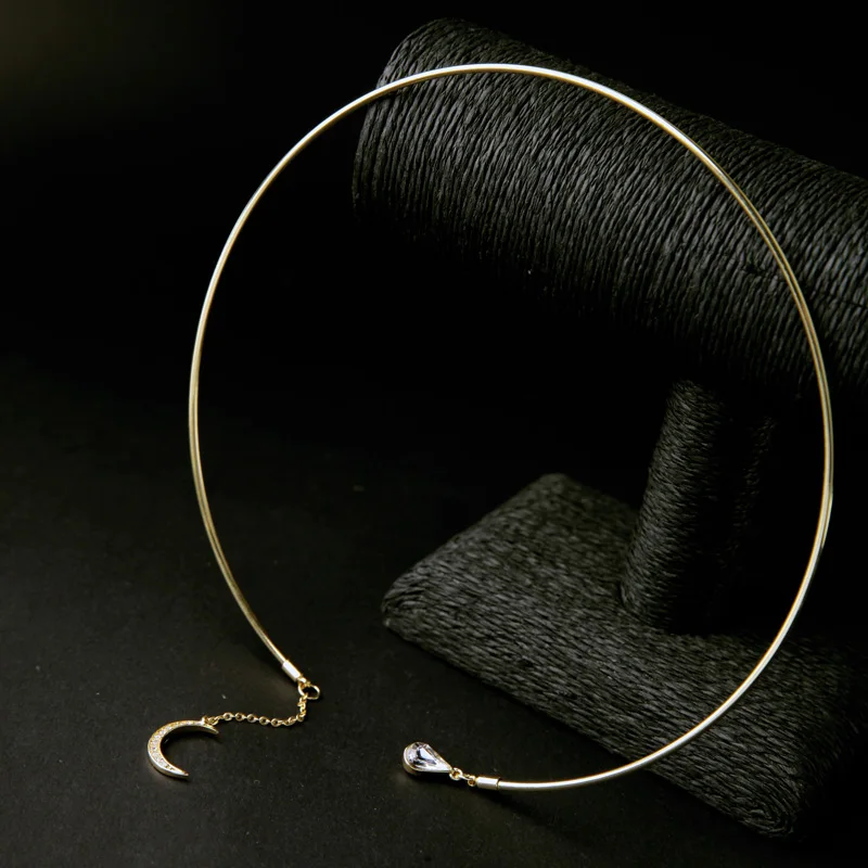 Оптовая продажа ожерелье чокер tor100 золотого цвета в стиле стимпанк форме Луны