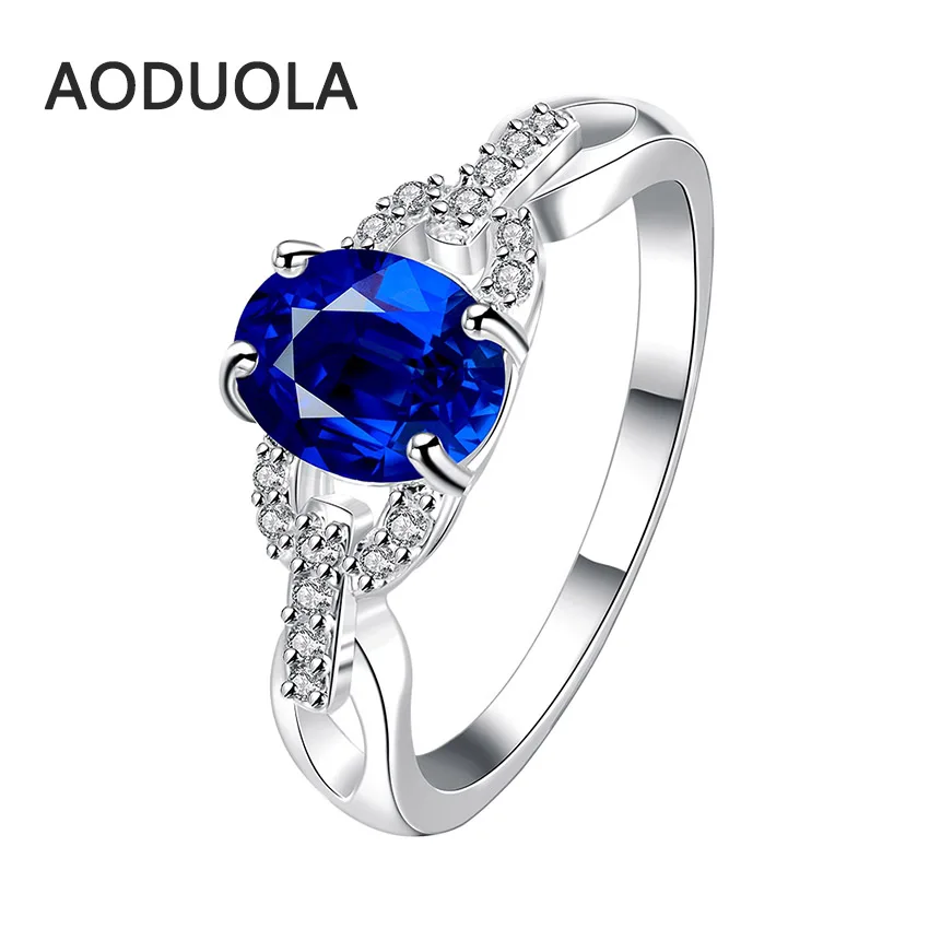 Кольцо Бесконечность с серебряным покрытием и синим цирконием женские недорогие