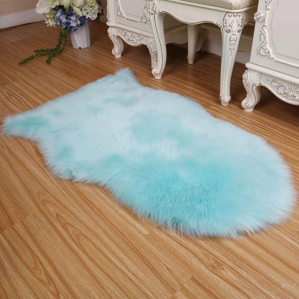 sky blue Мягкий коврик для пола Коврик для стула искусственный мех ковры из овчины домашние Нескользящие моющиеся украшения для офиса зимние теплые - Цвет: sky blue