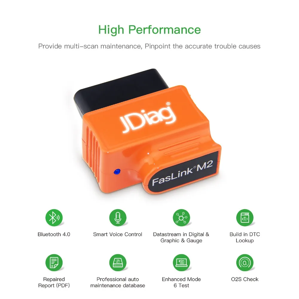 Оригинальный Автомобильный сканер JDiag FasLink M2 Bluetooth 4 0 OBDII считыватель кодов