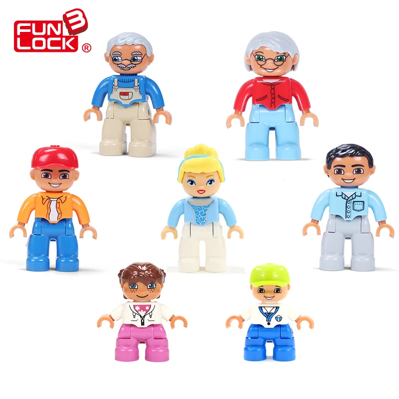 Funlock Duplo фигурки блоки моя семья папа мать брат сестра дедушка бабушка детские