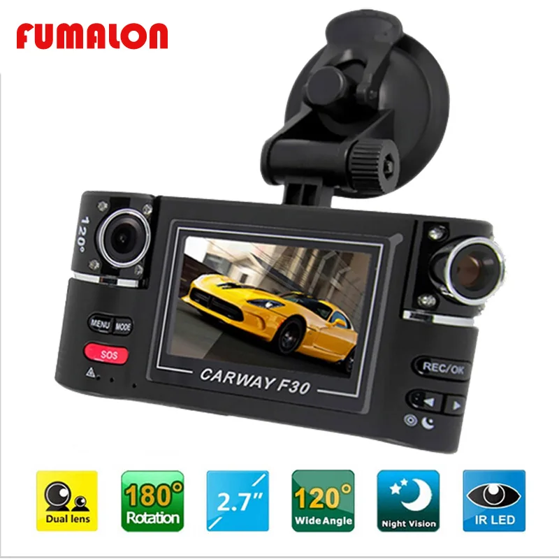 Full HD Автомобильный видеорегистратор с двумя объективами 2 7 дюймов TFT screen камера s