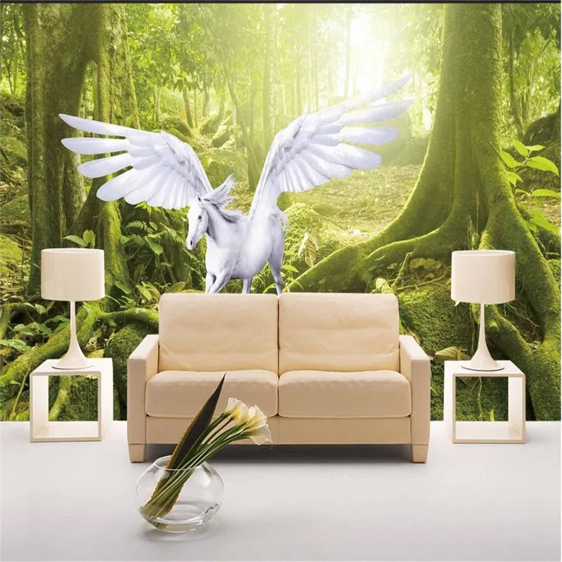3d фон beibehang для фотосъемки с изображением деревьев белых крыльев лошади гостиной